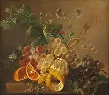 Johann Wilhelm Preyer, Nature morte de raisins, oranges et citrons