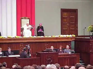 Jean-Paul II devant le Parlement polonais, 1999