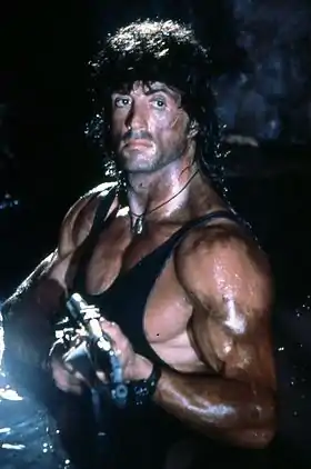 Sylvester Stallone, l’interprète de John Rambo, dans le film Rambo 3 (1988).