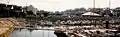 L'installation du chapiteau sur le port de Douarnenez en Juillet 1990.