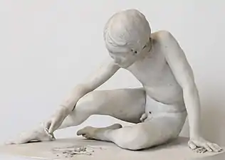 Julien-Charles Dubois, Joueur d'onchets, 1842, marbre.
