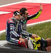 Rossi et Lorenzo lors du Grand Prix moto des Amériques 2014.