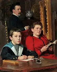 Autoportrait de José Frappa avec son épouse Marie-Augustine Frézet et leur fils Jean-José Frappa (1891), localisation inconnue.