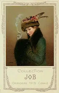 Calendrier JOB (1913), carte postale.
