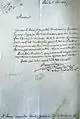 Lettre du 6 août 1821 de Joseph Marie Stanislas Becquey Beaupre, inspecteur divisionnaire des Ponts & Chaussées, remerciant Louis Becquey, directeur général des Ponts & Chaussées, de l'attribution du titre honorifique d'inspecteur divisionnaire honoraire.