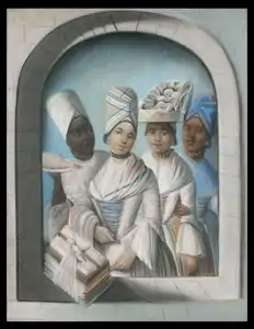 Quatre femmes créoles coiffées de bamboches, Guadeloupe, 1770.