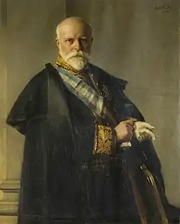 Portrait de Joseph duc d'Ursel et d'Hoboken, président du Sénat belge (1899-1903)avec le Grand Croix et CordonÉmile Wauters, 1904