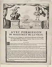 Publicité illustée d'une adaptation de la gravure de Gravelot.