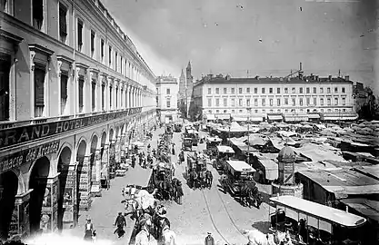 Jour de marché place du Capitole, par Eugène Trutat (vers 1890-1900, archives municipales).