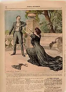 Illustration d'Eugène Damblans pour L'Empoisonneuse publié en roman-feuilleton dans le Journal des romans populaires illustrés, début du XXe siècle.