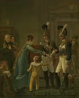 Jozef Geirnaert, prix de peinture pour Un officier rentrant au sein de sa famille.