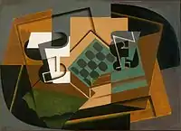 Juan Gris,Damier, verre et assiette, 1917