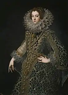 Isabel de Borbón luciendo el Joyel Rico de los Austrias, anónimo español hacia 1630.
