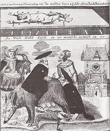 Le martyre de Simon de Trent au-dessus d'un Judensau.