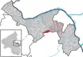 Localisation de Jugenheim in Rheinhessen dans la Verbandsgemeide et dans l'arrondissement