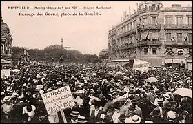 Le 9 juin 1907, pancarte à la gloire de Marcelin Albert