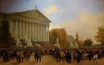 Avec Jules Didier, L'Annonce de l'abolition du régime impérial devant le palais du corps législatif (à Paris), le 4 septembre 1870, Paris, musée Carnavalet.