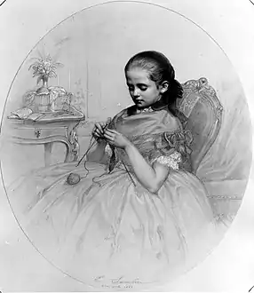 Jeune fille cousant, portrait présumé de Jennie Walters (1860), Baltimore, Walters Art Museum.