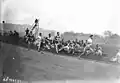 Photographe en noir et blanc de coureurs à pied.