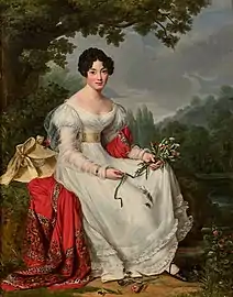 Portrait de jeune femme au bouquet de fleurs, 1822
