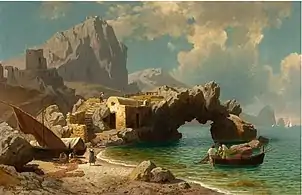 Bucht auf Capri mit Fischern und ihren Booten, 1864