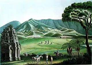 Le plateau de Dieng vu par Franz Wilhelm Junghuhn.