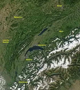 Image satellite du massif du Jura.
