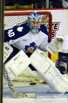 Photographie de Jussi Rynnäs avec les Marlies de Toronto