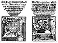 Les pages de titre des deux arithmétiques allemandes éditées la même année (1514) : celle de Köbel (à gauche), et celle de Böschenteyn.