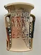 Col de loutrophore. Deuil, les hommes et les femmes. v. 750-700.Musée du Céramique