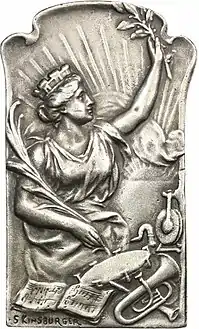 Allégorie de la musique, plaquette uniface en argent (collection particulière).