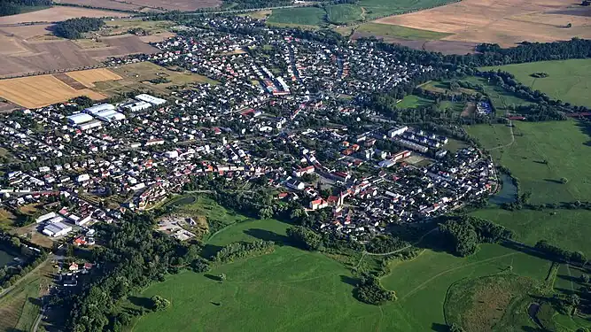 Vue aérienne oblique.