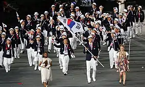 Kyung-Shin Yoon, porte-drapeau de la Corée du Sud aux JO 2012.