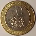 Une pièce de 10 shillings kényan