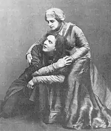 Avec Olga Knipper (femme d'Anton Tchekhov) en 1911 dans Hamlet. Mise en scène de Edward Gordon Craig et Constantin Stanislavski