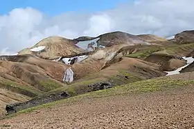 Les montagnes Kaldaklofsfjöll, qui incluent les plus hauts sommets du complexe volcanique.