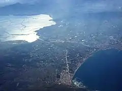 Vue aérienne du canal de Corinthe.