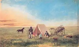 Paul Kane : Camping on the prairie (1846). Paul Kane accompagné de son guide dans les Grandes Plaines