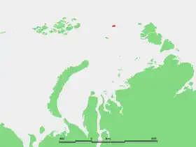 Emplacement de l'île Ouchakov à la limite nord de la mer de Kara