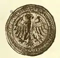 Aigle impérial dans un sceau utilisé par Charles IV en 1349.