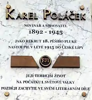 Plaque commémorative à Česká Lípa (Bohême du Nord)