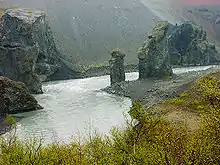 Paysage chaotique au pied de Rauðhólar.