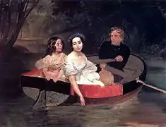 Baronne Ekaterina Meller-Zakomelskaïa  en barque avec sa fille et l'auteur, 1833-1835