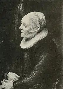 Le prédicateur Anslo réconforte sa veuve, d'après Rembrandt.