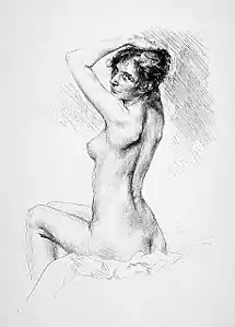 Figure nue assise, eau-forte, 1898.