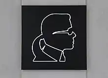 Silhouette dessinée de Karl Lagerfeld (vue de profil).