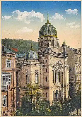 Synagogue de Karlsbad. Carte postale vers 1900