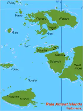 L'archipel Raja Ampat et l'île Batanta.