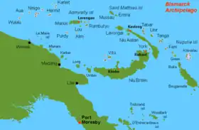 Carte des îles Bismarck - les îles Hermit sont à l'extrême Nord-Ouest.