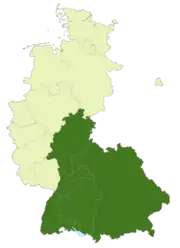 Territoire couvert par la 2. Oberliga Süd de 1950 à 1963